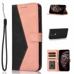 For OnePlus 8 Dual-color Stitching Leather Phone Case(Black Rose Gold)