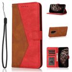 For OnePlus 8 Pro Dual-color Stitching Leather Phone Case(Brown Red)