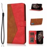 For OnePlus Nord N200 5G Dual-color Stitching Leather Phone Case(Brown Red)