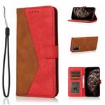 For OPPO A54 5G / A74 5G Dual-color Stitching Leather Phone Case(Brown Red)