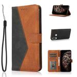For Huawei P30 lite Dual-color Stitching Leather Phone Case(Black Brown)