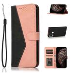 For Huawei P30 lite Dual-color Stitching Leather Phone Case(Black Rose Gold)