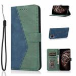 For Huawei P40 lite Dual-color Stitching Leather Phone Case(Blue Green)