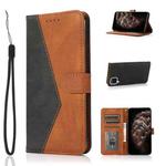For Huawei P40 lite Dual-color Stitching Leather Phone Case(Black Brown)