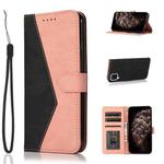 For Huawei P40 lite Dual-color Stitching Leather Phone Case(Black Rose Gold)