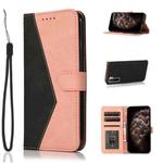 For Huawei P40 lite 5G Dual-color Stitching Leather Phone Case(Black Rose Gold)