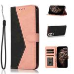 For Huawei P50 Dual-color Stitching Leather Phone Case(Black Rose Gold)