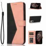 For Huawei P50 Pro Dual-color Stitching Leather Phone Case(Black Rose Gold)
