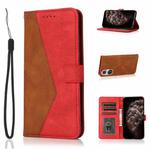 For Huawei P50 Pro Dual-color Stitching Leather Phone Case(Brown Red)