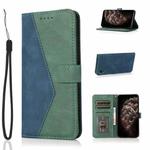 For Huawei Y5 2019 Dual-color Stitching Leather Phone Case(Blue Green)