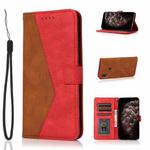 For Huawei Y6 2019 Dual-color Stitching Leather Phone Case(Brown Red)