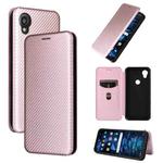 For Kyocera Digno SX3 KYG02 Carbon Fiber Texture Flip Leather Phone Case(Pink)