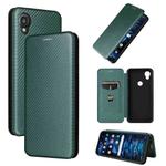 For Kyocera Digno SX3 KYG02 Carbon Fiber Texture Flip Leather Phone Case(Green)