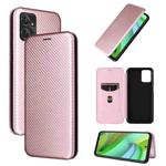 For Motorola Moto G Power 2023 Carbon Fiber Texture Flip Leather Phone Case(Pink)