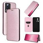 For Xiaomi 13 Lite Carbon Fiber Texture Flip Leather Phone Case(Pink)