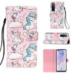 For Huawei nova 7 Pro 5G 3D Painting Horizontal Flip Leather Case with Holder & Card Slot & Lanyard(Pink Horse)