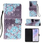 For Huawei nova 7 Pro 5G 3D Painting Horizontal Flip Leather Case with Holder & Card Slot & Lanyard(Blue Flower)