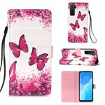For Huawei nova 7 SE 3D Painting Horizontal Flip Leather Case with Holder & Card Slot & Lanyard(Rose Red Butterfly)
