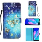 For Huawei P40 Lite E / Y7P 3D Painting Horizontal Flip Leather Case with Holder & Card Slot & Lanyard(Gold Butterfly)