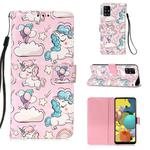 For Galaxy A71 5G 3D Painting Horizontal Flip Leather Case with Holder & Card Slot & Lanyard(Pink Horse)