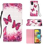 For Galaxy A71 5G 3D Painting Horizontal Flip Leather Case with Holder & Card Slot & Lanyard(Rose Red Butterfly)