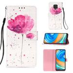 For Xiaomi Redmi Note 9S 3D Painting Horizontal Flip Leather Case with Holder & Card Slot & Lanyard(Flower)