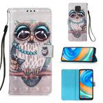 For Xiaomi Redmi Note 9S 3D Painting Horizontal Flip Leather Case with Holder & Card Slot & Lanyard(Owl)