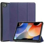 For Blackview Oscal Pad 10 Custer Pure Color 3-Fold Holder Smart Leather Tablet Case(Dark Blue)