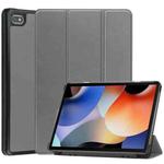 For Blackview Oscal Pad 10 Custer Pure Color 3-Fold Holder Smart Leather Tablet Case(Grey)