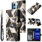 For Xiaomi Redmi Note 12 5G Global India / Poco X5 Marble Bronzing Stitching Leather Phone Case(Black)