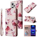 For Xiaomi Redmi Note 12 Pro+ 5G Global India / Note 12 Explorer Marble Bronzing Stitching Leather Phone Case(Rose Gold)