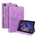 For Samsung Galaxy Tab A8 10.5 2021 Love Butterfly Pattern Leather Tablet Case with Holder & Sleep / Wake-up Function(Purple)