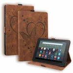 For Amazon Kindle Fire 7 2022 Love Butterfly Pattern Leather Tablet Case with Holder & Sleep(Brown)