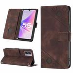 For OPPO A57 5G 2022 / Realme V23 / Narzo 50 5G / A77 5G / K10 5G Global / A57 4G / V23i Skin-feel Embossed Leather Phone Case(Brown)