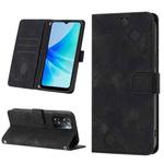 For OPPO A57E 5G Skin-feel Embossed Leather Phone Case(Black)