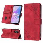 For OPPO A58 5G Skin-feel Embossed Leather Phone Case(Red)