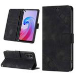 For OPPO A96 4G / A36 / A76 / Realme 9i Skin-feel Embossed Leather Phone Case(Black)
