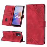 For OPPO A96 5G / Reno7z / Reno7 Lite 5G / F21 Pro 5G / Reno8 z / OnePlus Nord N20  Skin-feel Embossed Leather Phone Case(Red)
