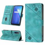 For Realme 6 Skin-feel Embossed Leather Phone Case(Green)