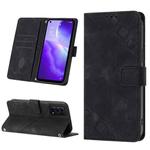 For OPPO Reno5 A Skin-feel Embossed Leather Phone Case(Black)