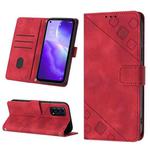 For OPPO Reno5 A Skin-feel Embossed Leather Phone Case(Red)