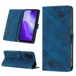 For OPPO Reno5 A Skin-feel Embossed Leather Phone Case(Blue)
