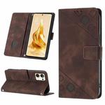 For OPPO Reno9 Pro+ Skin-feel Embossed Leather Phone Case(Brown)