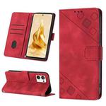 For OPPO Reno9 Pro+ Skin-feel Embossed Leather Phone Case(Red)