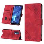 For OPPO Reno4 Skin-feel Embossed Leather Phone Case(Red)