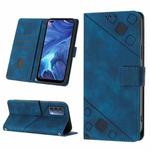 For OPPO Reno4 Skin-feel Embossed Leather Phone Case(Blue)