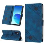 For OPPO Reno6 4G Skin-feel Embossed Leather Phone Case(Blue)