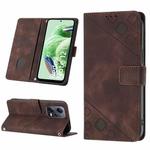 For Xiaomi Poco X5 5G Skin-feel Embossed Leather Phone Case(Brown)