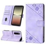 For Sony XPreia 5 IV Skin-feel Embossed Leather Phone Case(Light Purple)