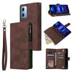 For Xiaomi Redmi Note 12 5G Global India / Poco X5 Multifunctional Multi-Card Wallet Phone Leather Case(Coffee)